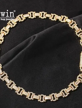 Uwin 12mm Byzantine Chain CZ Fully Iced Out Link Baguetter Pave Setting Necklace Jewelry Accessories - Aliexpress - FashionsVida