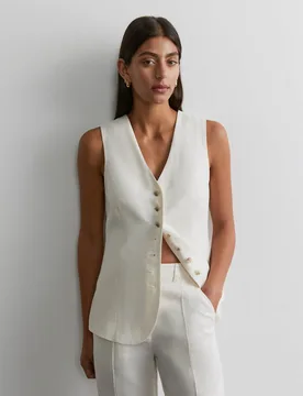 Pure Linen Waistcoat White female - JAG - FashionsVida