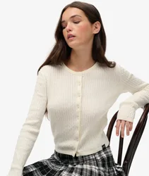 Superdry Damen Micro-zopfstrickjacke White - Größe: 42