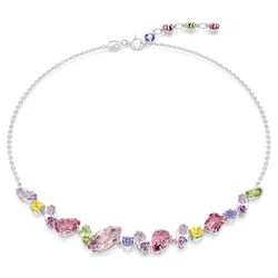 Collana Gema, Taglio misto, Multicolore, Placcato rodio OS