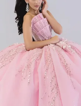Pink Quinceanera Dress off-shoulder glitter decal Tull layering Long tail vestidos de 15 Quinceanera ﻿Customize - Aliexpress - FashionsVida