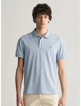 Mens Dove Blue Shield Logo Pique Polo Shirt - Male - Blue - 4XL - Gant - FashionsVida