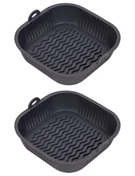 Set of 2 Silicone 22cm Air Fryer Liners Black
