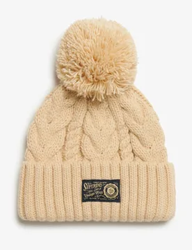 Superdry Damen Beaniemütze mit Grobem Zopfmuster Creme - Größe: 1Größe - 34.99 - FashionsVida