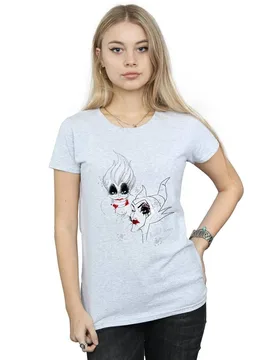 Women's Wicked Villains Cotton T-Shirt in Grey Size: Medium - Grey - Size: M - Disney - FashionsVida