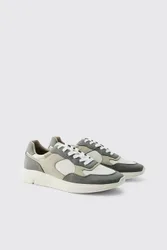 Herren Klobiger Farbblock-Turnschuh Grey Größe 44