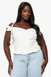 Womens Plus Occasion Tailored Off Shoulder Top - White - Size 20 Uk