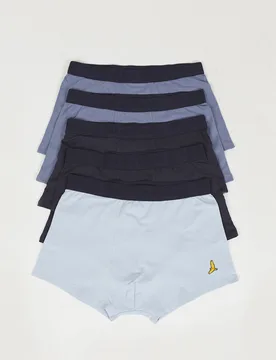 Mens Blue Pack Of 5 Boxers With Embroidery Detail - Size Medium - Brave soul - FashionsVida