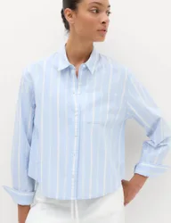 Pure Cotton Striped Oxford Shirt Blue Mix female