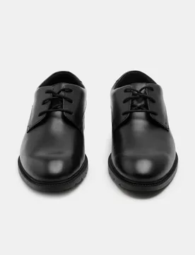 Kids' Leather Lace School Shoes (2½ - 9 Large) Black male - M&S - FashionsVida