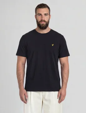 Men's Cotton Crew Neck T-Shirt in Jet Black - Lyle & Scott - FashionsVida