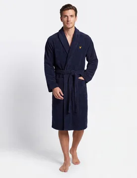 Lyle & Cotton Blend Dressing Gown Navy male - Scott - FashionsVida