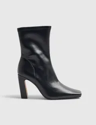 Block Heel Square Toe Ankle Boots Black female