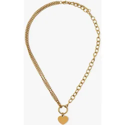 Collar de acero inoxidable corto de eslabones con abalorio de corazón