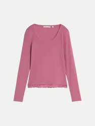 Langarmshirt mit Spitzen-Detail Rosa L