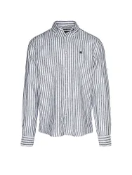 Camisa de lino H-LIAM azul oscuro S