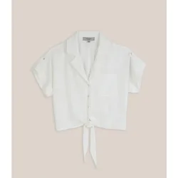 Camisa de mujer con lino y lazada