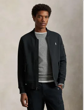 Sudadera bomber de hombre de punto doble y cuello perkins - Polo Ralph Lauren - FashionsVida