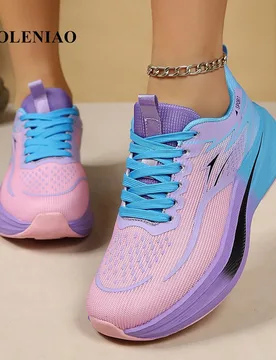 Zapatos deportivos de moda ligeros para mujer - Cómodos, antideslizantes, transpirables. Zapatos de correr con absorción de impactos, zapatos de ten - Shein - FashionsVida