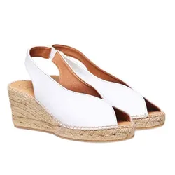 Sandali Con Zeppa In Esparto Laila-p White EU 38