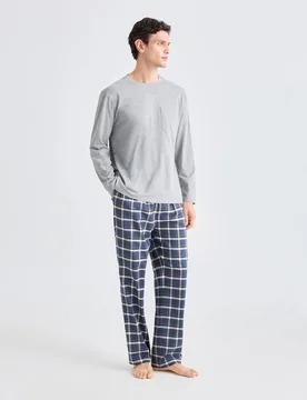 Pantalón de pijama largo de cuadros de hombre - Emidio Tucci - FashionsVida