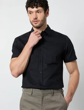 Men's Black Short Sleeve Oxford Shirt Size: 2XL - Black - Size: 2XL - Burton - FashionsVida