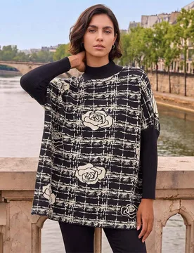 Checked Relaxed Jumper Black female - Roman - FashionsVida