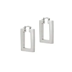 Womens Sterling Silver Rectangle Creoles - One Size