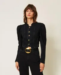 Blouson ajusté en jean noir