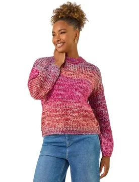 Womens Metallic Ombre Knit Jumper - Pink - Size 14 Uk - Roman - FashionsVida