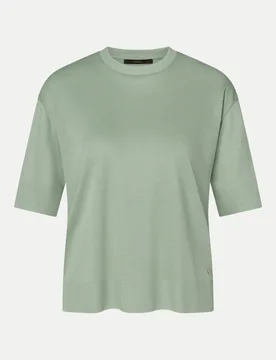 T-Shirt mit Rippenbündchen Grün 40 - Windsor Women - FashionsVida