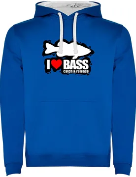 I Love Bass Two-colour Hoodie Royal Blue / White XL Men - Kruskis - FashionsVida