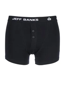 Pack Black Leeds Buttoned* Cotton Boxer Shorts Men's Small - - Black - Size: Small - Jeff Banks - FashionsVida