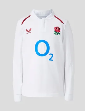 England Rugby Juniors 26/27 Home Classic Long Sleeve Shirt - White JM Unisex - Castore - FashionsVida