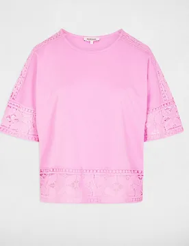 Camiseta de mujer de encaje escote barco - Morgan - FashionsVida