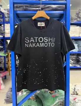 Satoshi Nakamoto Street Style Black 100% Cotton Round-Neck Washed Distressed Splatter-Print Short-Sleeve T-Shirt - Aliexpress - FashionsVida