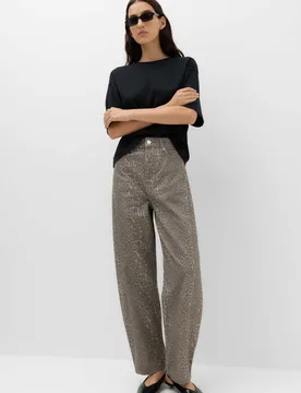 Mid Rise Animal Barrel Jeans Dark Brown Mix female - M&S - FashionsVida