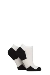 Women's 2 Pair Bamboo Sheer Stripe Cushioned Heel and Toe No-Show Socks White / Black 4-8 - White - Size: Small