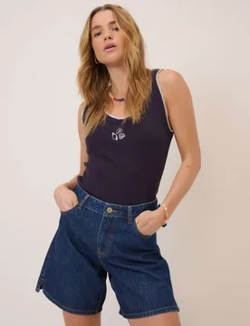 Denim Relaxed Bermuda Shorts Blue female - Nobody's Child - FashionsVida