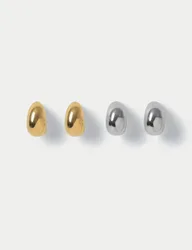 Pack Stainless Steel Drop Earrings Gold Mix female