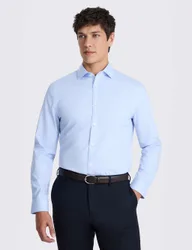 Slim Fit Non Iron Pure Cotton Striped Shirt Light Blue male