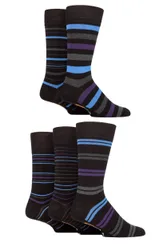 Mens 5 Pair Argyle, Patterned and Striped Bamboo Socks Black / Purple / Blue Stripe 6-11 Mens - Black - Size: 6-11 Mens