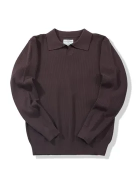 Seagull Collar Braided Pattern Polo Shirt - Men's Italian Retro 100% Cotton Thick Knit Long Sleeve Casual Sweater - Aliexpress - FashionsVida