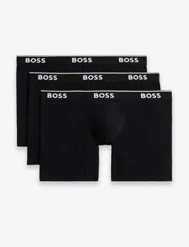 Pack Power Cotton Rich Logo Long Boxer Briefs Black male - BOSS - FashionsVida
