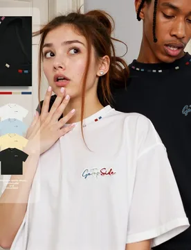 Stylish 4 Colors Unisex T-shirt Clean Fit Men Short Sleeve Tees Casual Round Neck Rainbow Embroidery Top Korean Couple Clothes - Aliexpress - FashionsVida