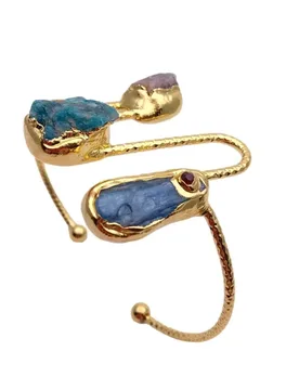 Y·YING Natural Gemstone Bangle Bracelet Blue Kyanite Apatite Tourmaline Rough Raw Gift For Women - Aliexpress - FashionsVida