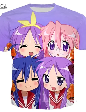 Lucky Star Anime T Shirts Men Women 3D Print Otaku Cute Loli Short Sleeve Purple T-shirts Casual Sweatshirt Streetwear Tee Shirt - Aliexpress - FashionsVida