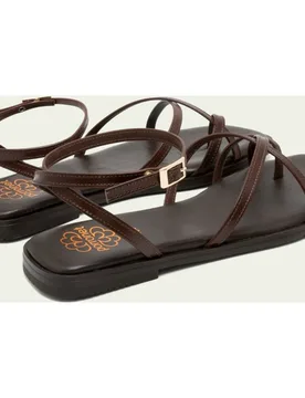 Sandalias de dedo de tiras de mujer de piel con hebilla - Porronet - FashionsVida