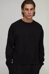 Herren Essential Übergroßer Kastenförmiger Raglanärmel Pullover Black Größe Medium