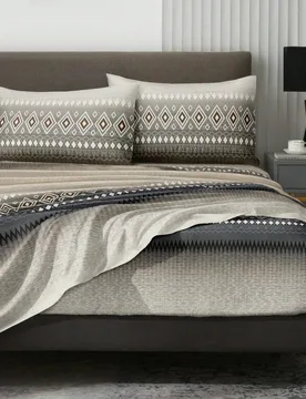 Juego de ropa de cama bohemio geométrico vintage floral de 4 piezas, ropa de cama suave de fácil cuidado, incluye 1 sábana plana + 1 sábana ajusta - Shein - FashionsVida